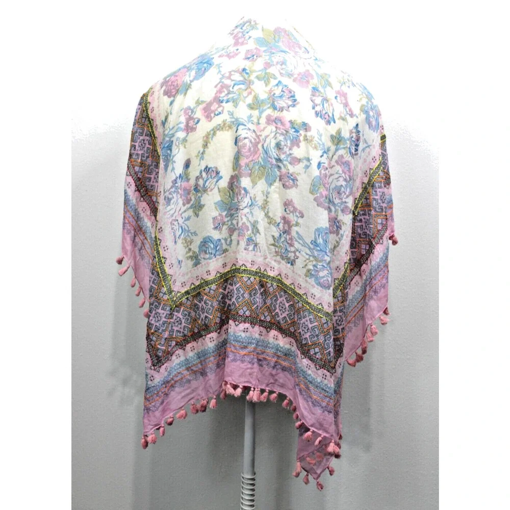 Aratta Silent Journey Scarf Floral Embroidered Tassel 40